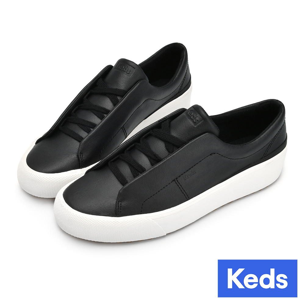 【Keds】REMI 時尚風潮皮革免綁帶套入式休閒鞋-黑 (9234W137898)