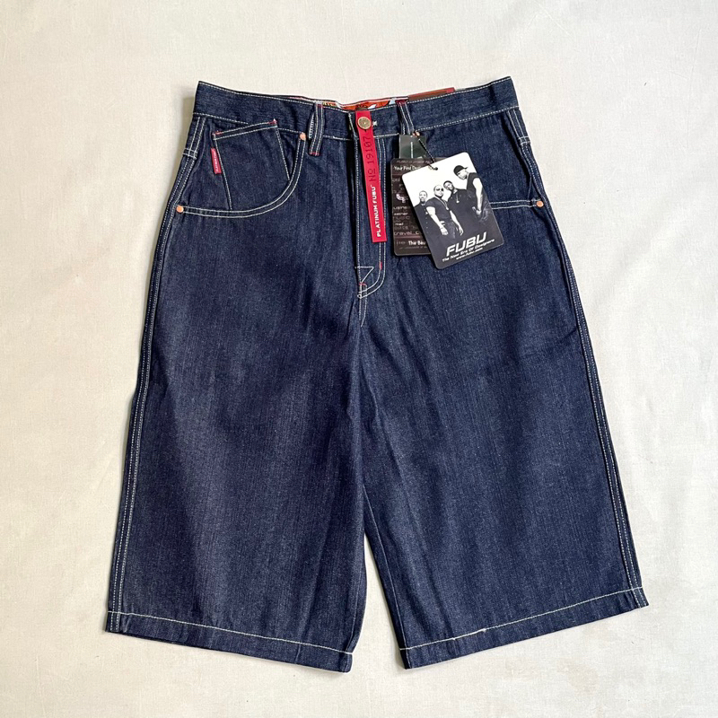 美國製造 Fubu Platinum Denim Shorts 嘻哈經典 全新品 厚磅丹寧 牛仔短褲 古著vintage