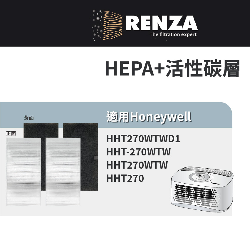 適用Honeywell HHT270WTW HHT-270WTW HHT270 空氣清淨機 HEPA活性碳2合1 濾網