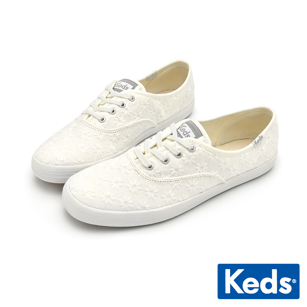 【Keds】CHAMPION 經典太陽花刺繡休閒鞋-白 (9231W113469)