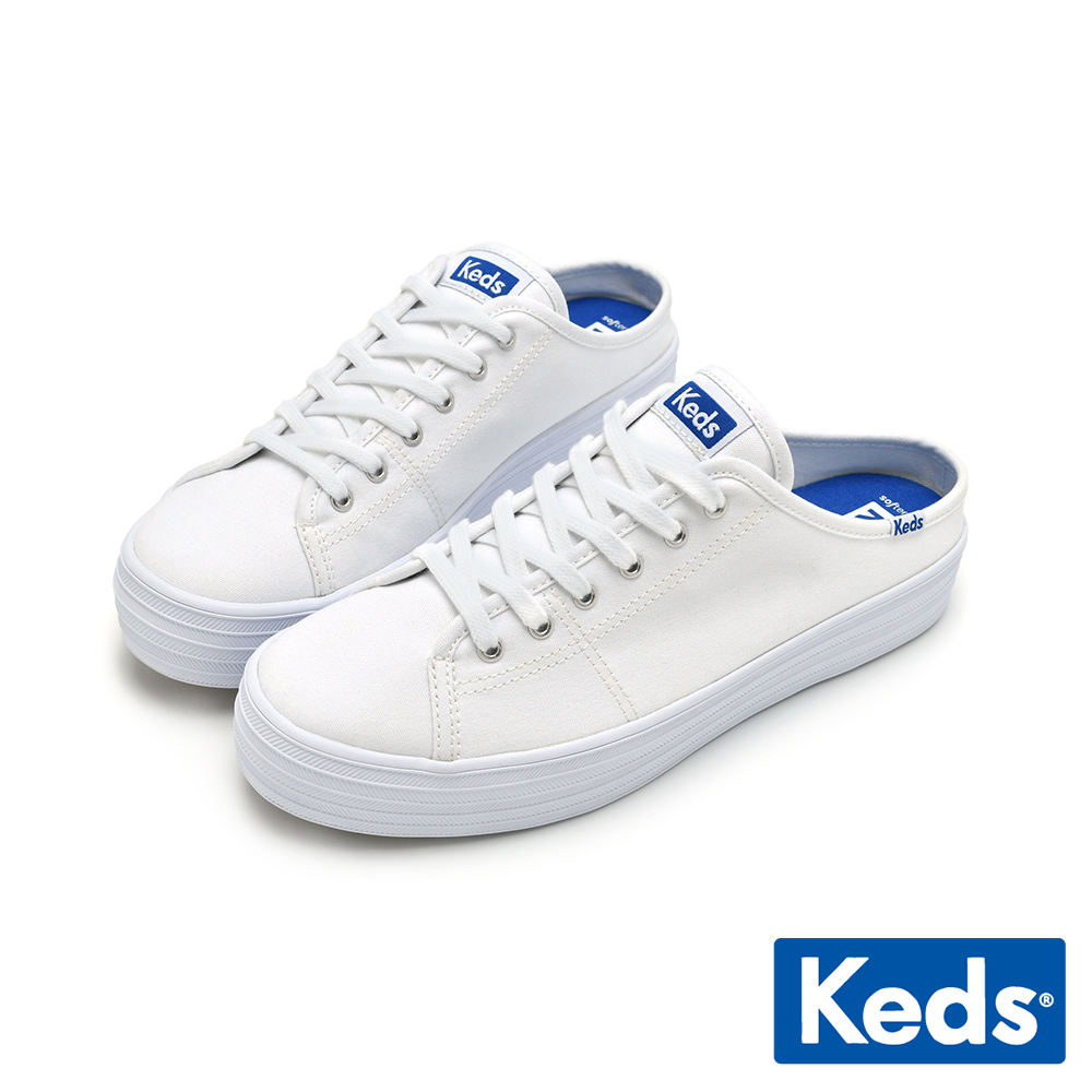 【Keds】TRIPLE KICK 經典厚底綁帶穆勒鞋-白 (9232W133502)
