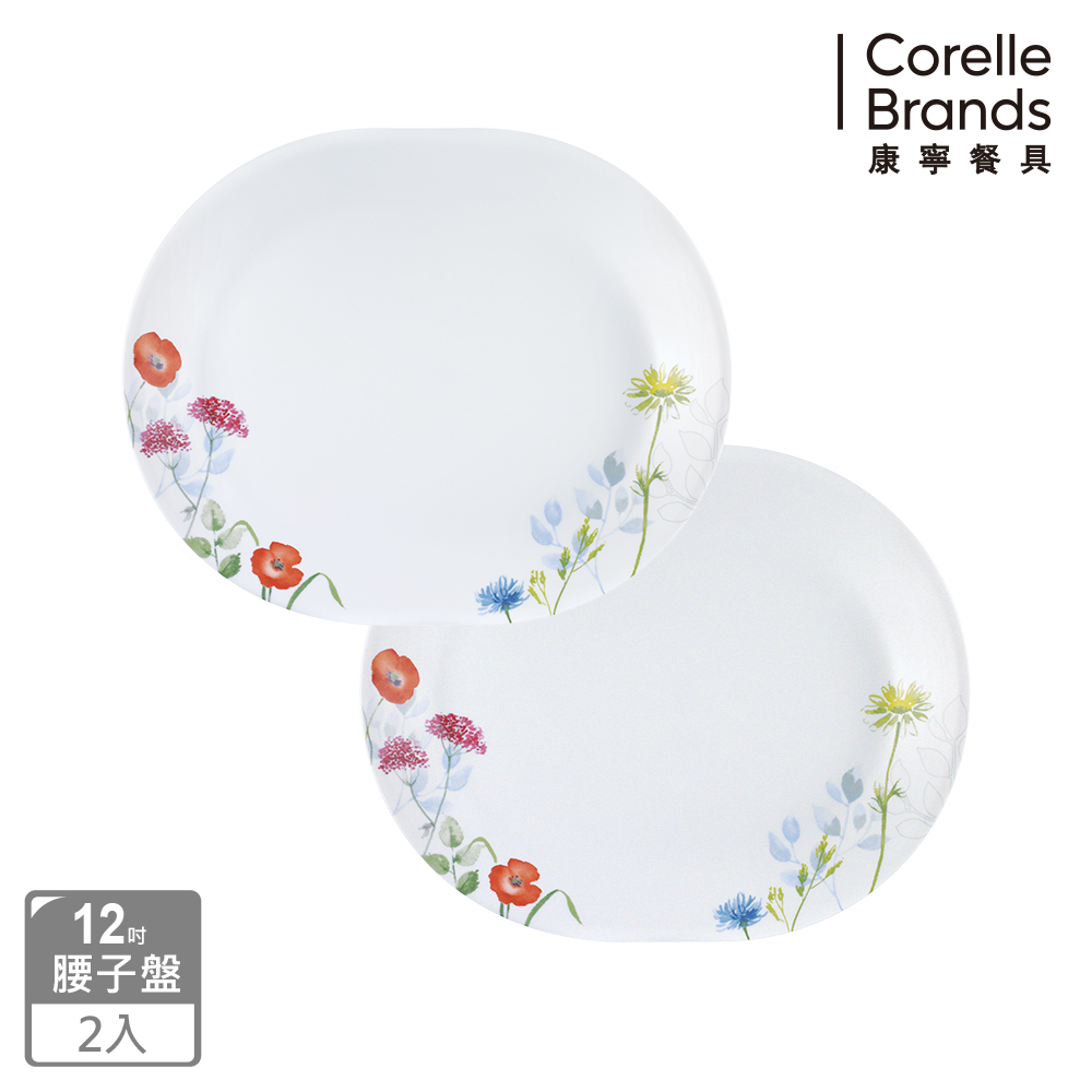 【美國康寧 CORELLE】花漾彩繪2件式腰子盤組(B03)