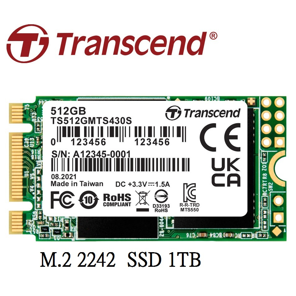 《Sunlink》Transcend 創見 MTS430S 1TB 1T M.2 2242 SATA SSD 固態硬碟