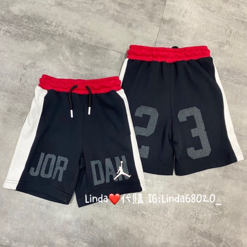 Linda❤️代購 Nike air Jordan白邊 基本款 紅黑 童裝 短褲 棉褲 飛人 喬登 23