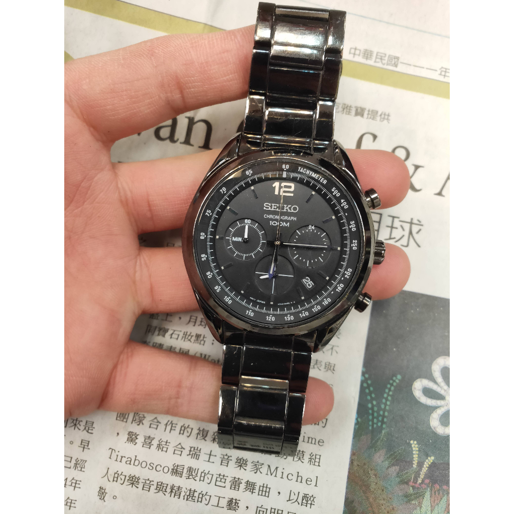 301*原價1萬-SEIKO 367413 手錶 100M 黑 型號6T63-00J0 沒有多的錶帶可加了