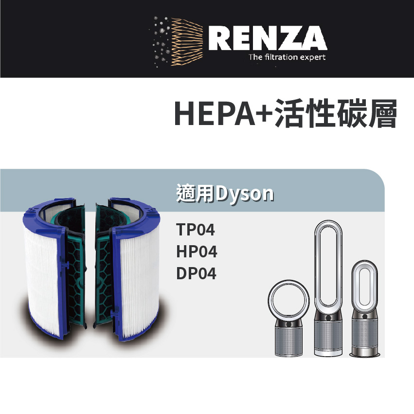 RENZA濾網 適用Dyson TP04 HP04 DP04 空氣清净機濾芯 耗材 Pure cool hot+cool