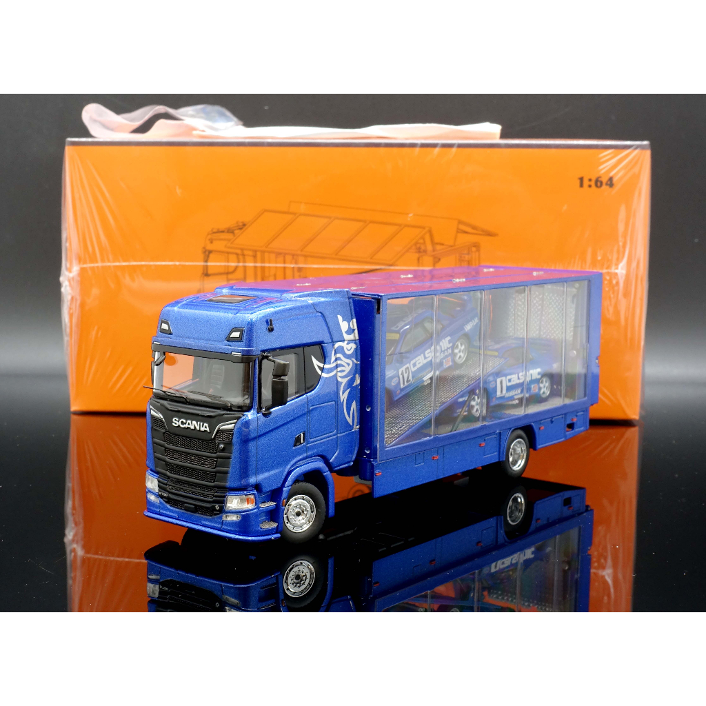 現貨特價 GCD 1/64 Scania S730 鷗翼運輸車 藍/透明 MASH