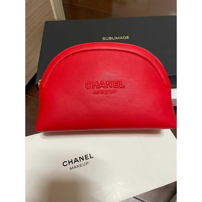 不議價 Chanel香奈兒限量紅色化裝包 貝殼化妝包