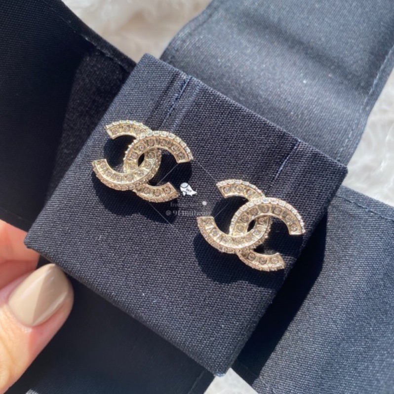914intheair『全新代購』Chanel 經典雙C水鑽耳環  精品代購 Chanel代購