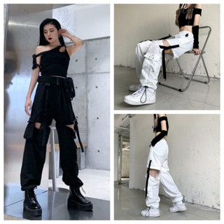 $免運$cool 女生寬鬆休閒長褲顯瘦寬褲直筒闊腿褲大尺碼街頭日式穿搭工裝褲 韓版ins可拆卸工裝褲女寬松顯瘦束腳褲高腰
