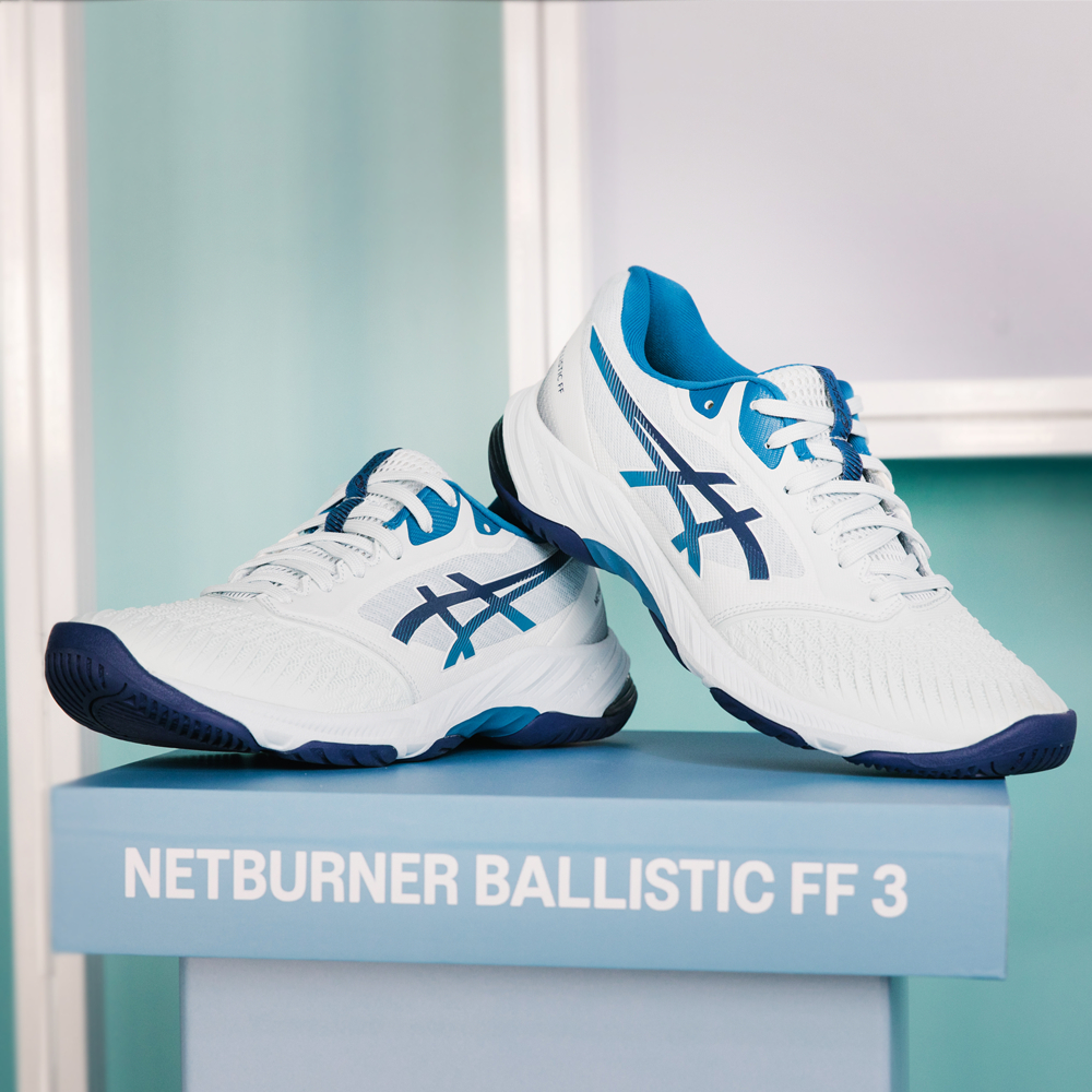 Asics 排球鞋 Netburner Ballistic FF 3 淺藍 深藍 亞瑟士 男女鞋 1053A055402