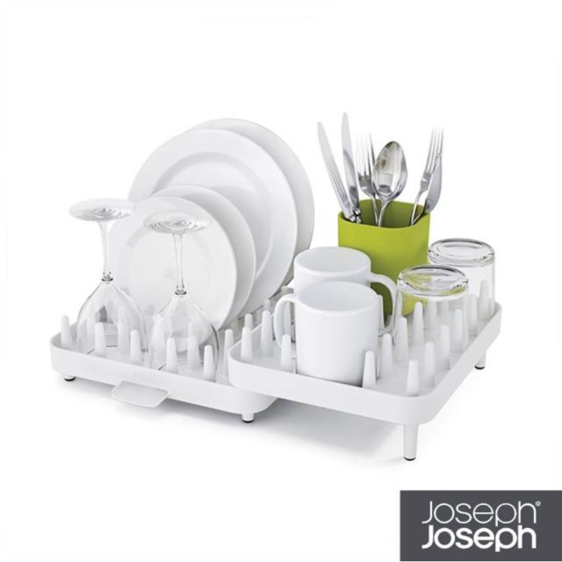 二手【Joseph Joseph】可調式碗盤瀝水架三件組(白綠)