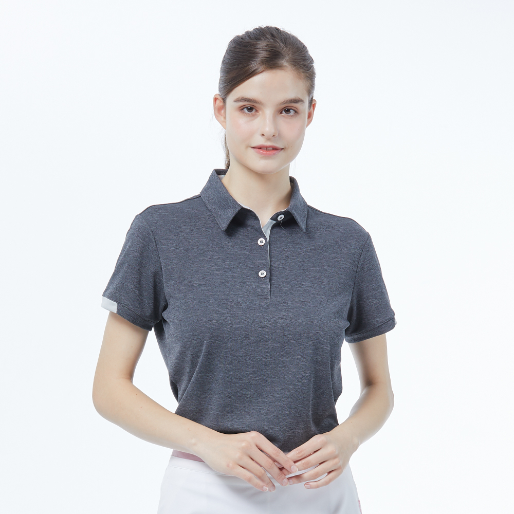 Snowbee Golf 女士素面麻花短袖Polo衫(透吸濕排汗 翻領腰身上衣 高爾夫球衣 健身 爬山 戶外運動 網球)