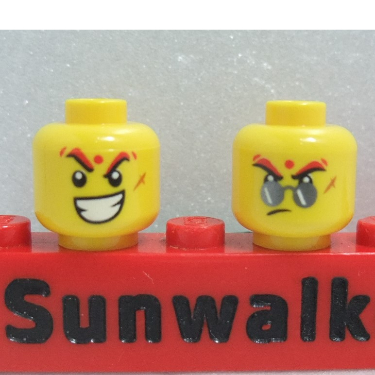 【積木2010】#594 樂高 LEGO 露齒 大笑 歪嘴 紅孩兒 雙面 人頭 / 眼鏡 人頭 80016