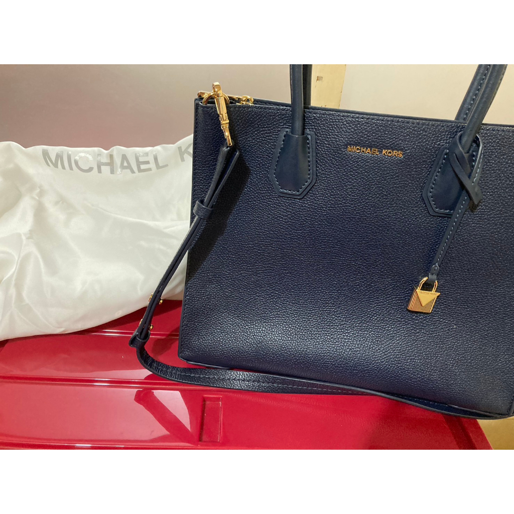 [二手]MICHAEL KORS MERCER 手風琴牛皮手提/斜背包