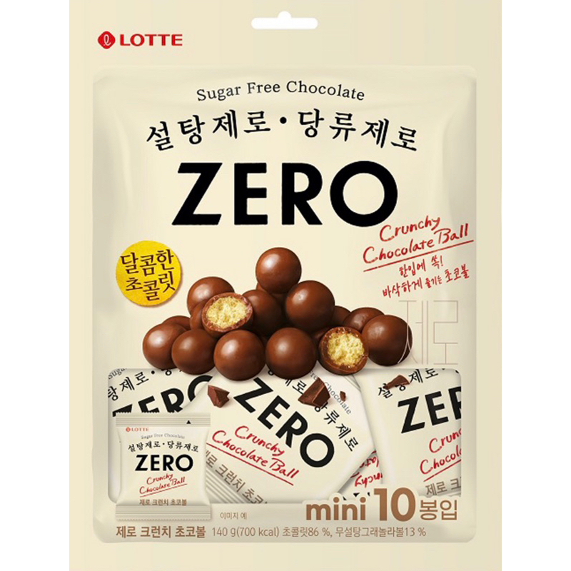 Lotte 樂天 ZERO 無糖巧克力球 一袋10入 140g  Lotte 樂天 Zero巧克力夾心蛋糕