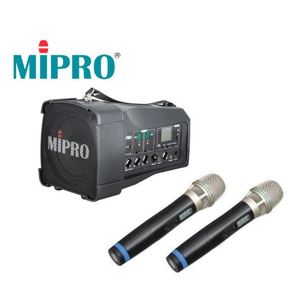 【傑夫樂器行】 台灣製 MIPRO MA-100D 肩掛式無線喊話器+ ACT-32H 無線麥克風 二支 適用教學、活動