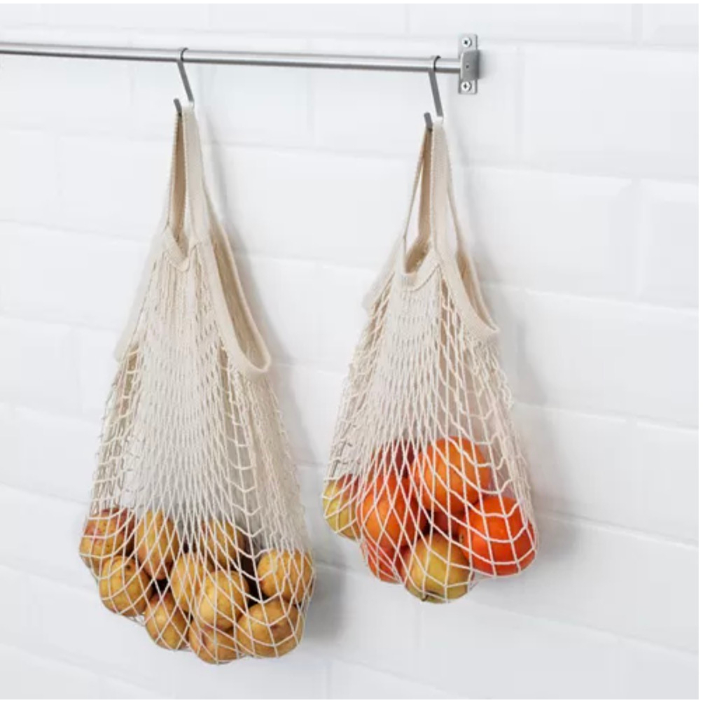 (免運) IKEA 棉製網袋 2件組 水果袋 網袋 耐重 收納 廚房 編織 透氣 雜物袋 KUNGSFORS
