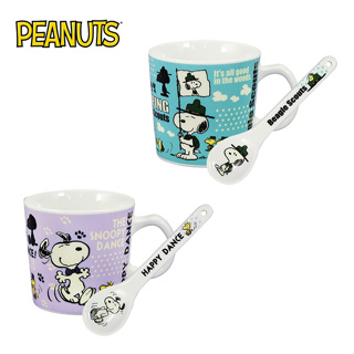 【現貨】史努比 陶瓷 馬克杯 湯匙組 280ml 咖啡杯 YAMAKA陶瓷 Snoopy PEANUTS 日本正版