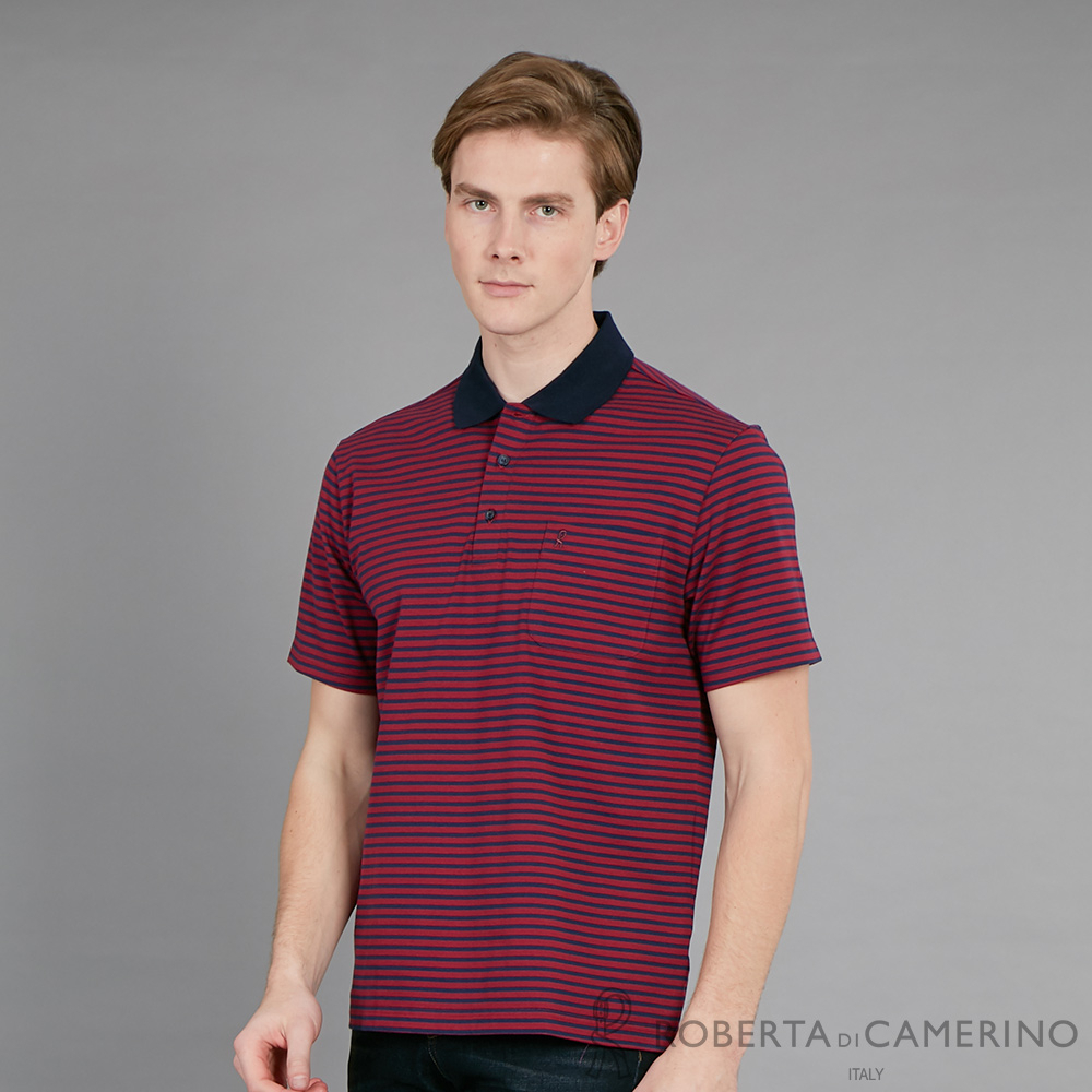 ROBERTA諾貝達 台灣製 都會流行 型男造型短袖POLO棉衫VAK10-78暗紅