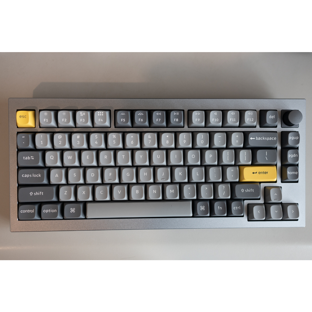 Keychron Q1 客製鍵盤（銀色，旋鈕版，茶軸）