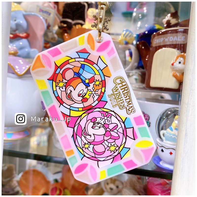 日本東京迪士尼 2013 30週年限定 彩繪玻璃 米奇 米妮 壓克力 票卡夾 車票夾 證件夾 悠遊卡套 吊飾 掛飾