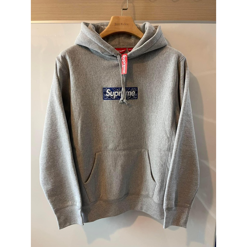 全新正品 Supreme fw19 box logo hooded 變形蟲 變型蟲 腰果花 帽t 灰 M 朴敘俊