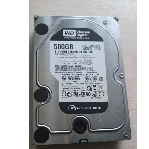 二手品 Western Digital 黑標 WD5001AALS 3.5吋 500G SATA 硬碟