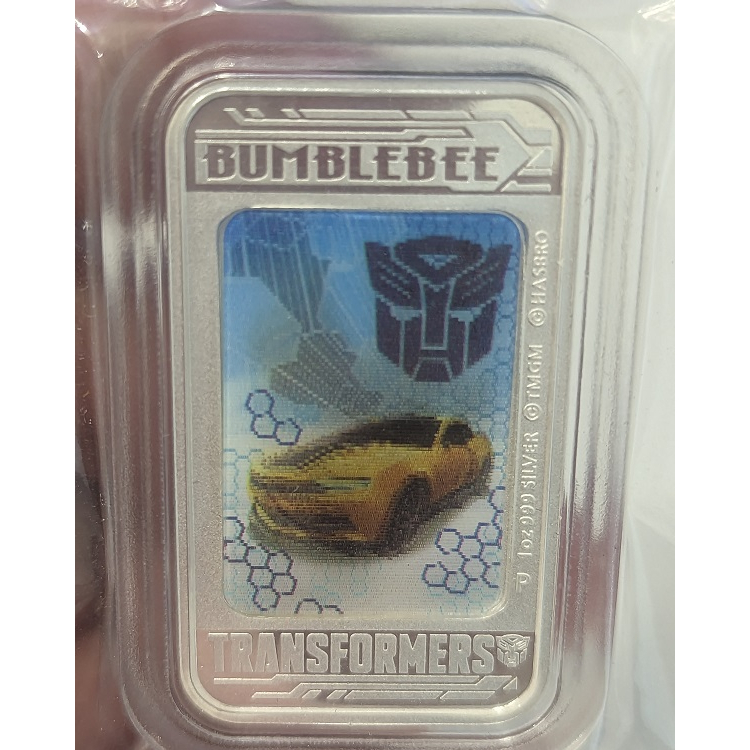 2014年 台灣銀行 變形金剛4絕跡重生 BUMBLEBEE 大黃蜂 長方形幻彩銀幣 一盎司 不附電池