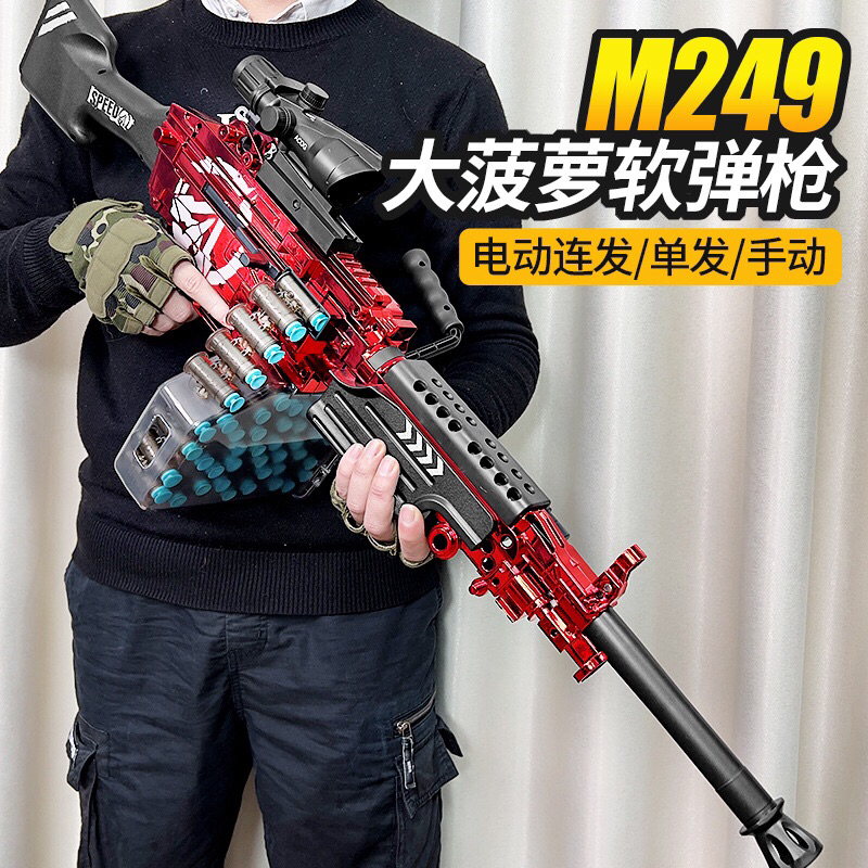 「BUY起來！」M249重機槍 電動拋殼軟彈槍 電動連發 大菠蘿 加大彈盒 台灣現貨 快速出貨