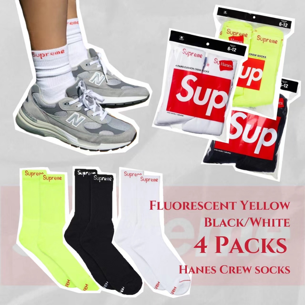 【Focus Store】 現貨 Supreme HANES Crew Socks 長襪 襪子 灰色 黑色 白色