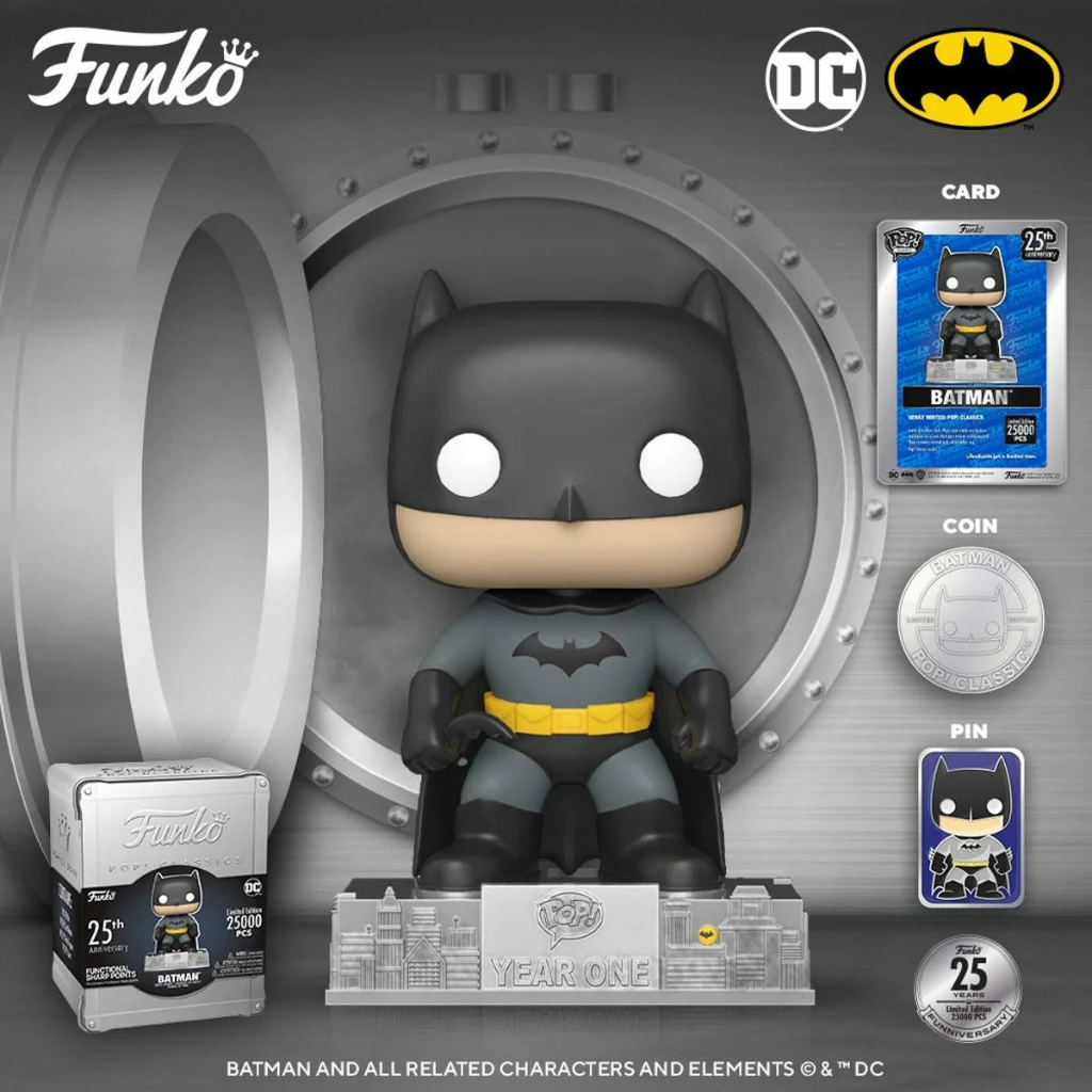 C&amp;J 限量版 現貨 FUNKO POP 蝙蝠俠 鐵盒 25周年 紀念版 01C 25000限 BATMAN DC