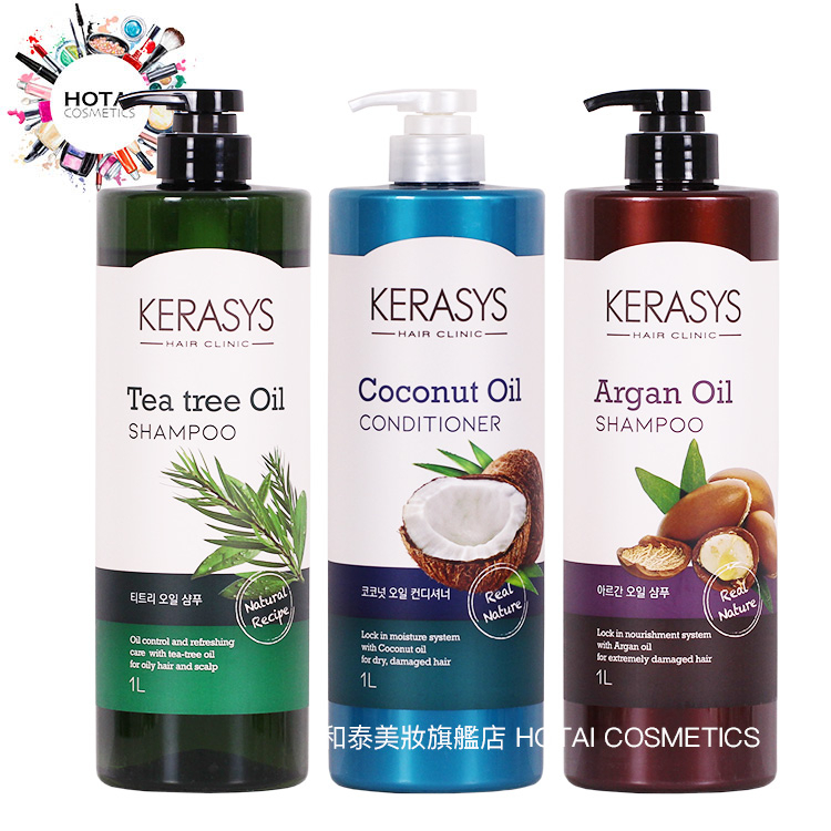 Kerasys 可瑞絲 植物油系列 洗潤髮精 椰子油光澤/ 摩洛哥堅果/ 茶樹清爽 1000ml (公司貨)【和泰美妝】
