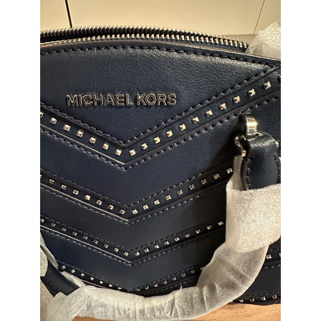MICHAEL KORS 鉚釘包 MK 專櫃標準款-鉚釘(全真皮) 午夜藍 (35H9SEOS1I)斜背包 手提包 精品