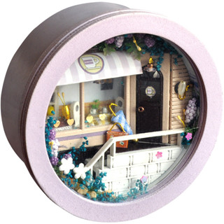 袖珍DIY 天予 淺紫花花園匣子 立體書立 木製模型 手工拼裝 DIY小屋 拼裝 拼圖 木製房子模型