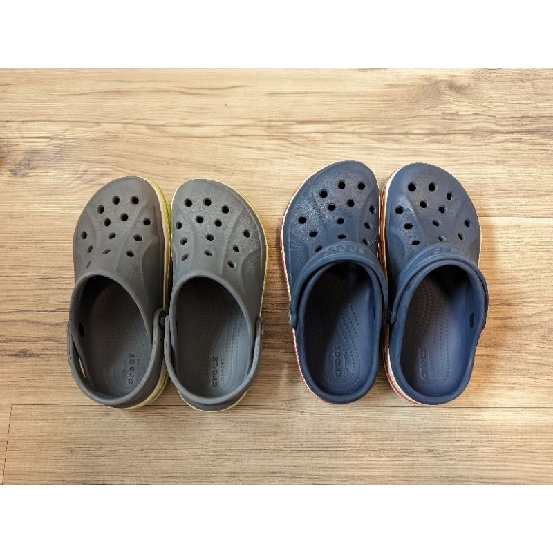 &lt;二手&gt; crocs正品專櫃男童女童深藍色/灰色涼鞋休閒鞋雨鞋 J1