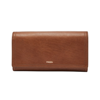 FOSSIL Logan 三折真皮拉鍊RFID長夾-咖啡色 SL7833200