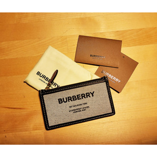 全新burberry 經典logo帆布拚牛皮卡夾零錢包 國外電商購入 情人節好禮