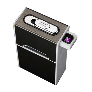 台灣現貨 煙 盒 充電打火機菸盒 吸蓋 有夜光 防風打火機 煙盒打火機 煙 盒 點菸器 自動菸盒 禮物 送禮交換 長輩