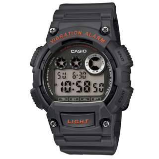 CASIO 超亮LED強悍震動數位運動錶(W-735H-8A)-黑灰/47mm