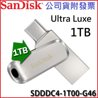 【3CTOWN】含稅公司貨 SanDisk Ultra Luxe 1T 1TB USB Type-C 雙用 隨身碟