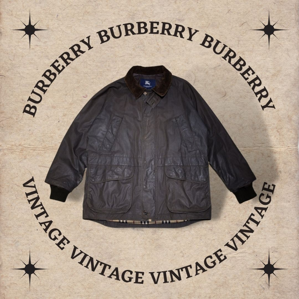 「鹹魚二手 」BURBERRY 燈心絨領 油布外套 Vintage 古著 (S911)
