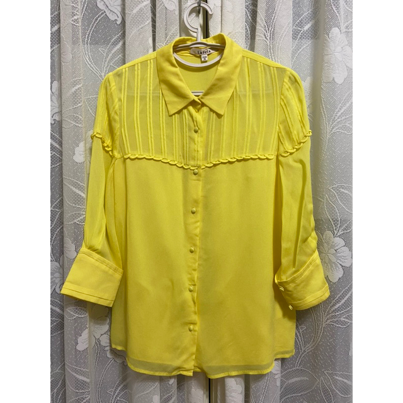 La Feta 台灣高單價專櫃 黃色雪紡上衣38號