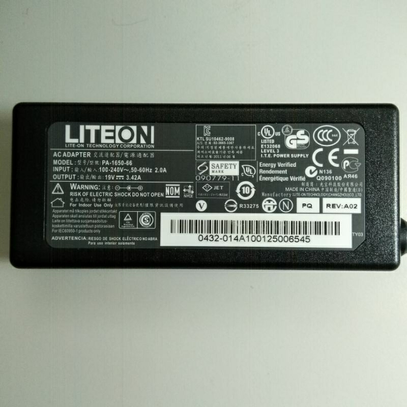 LITEON 筆電變壓器 充電器 19V 3.42A 含1.5公尺電源線