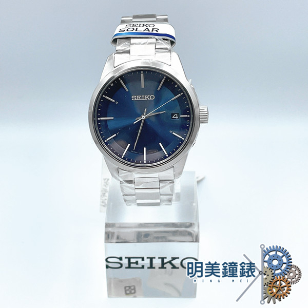 SEIKO精工SPIRIT/(SBTM253J)-銀*藍/太陽能電波錶/明美鐘錶眼鏡