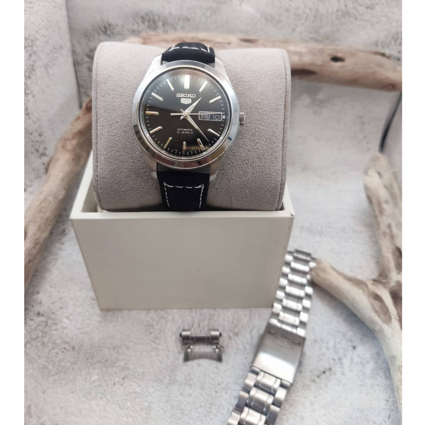 背透 Seiko 精工 盾牌5號  機械錶 全新麂皮錶帶 附原廠鋼錶帶 男錶 二手 正品