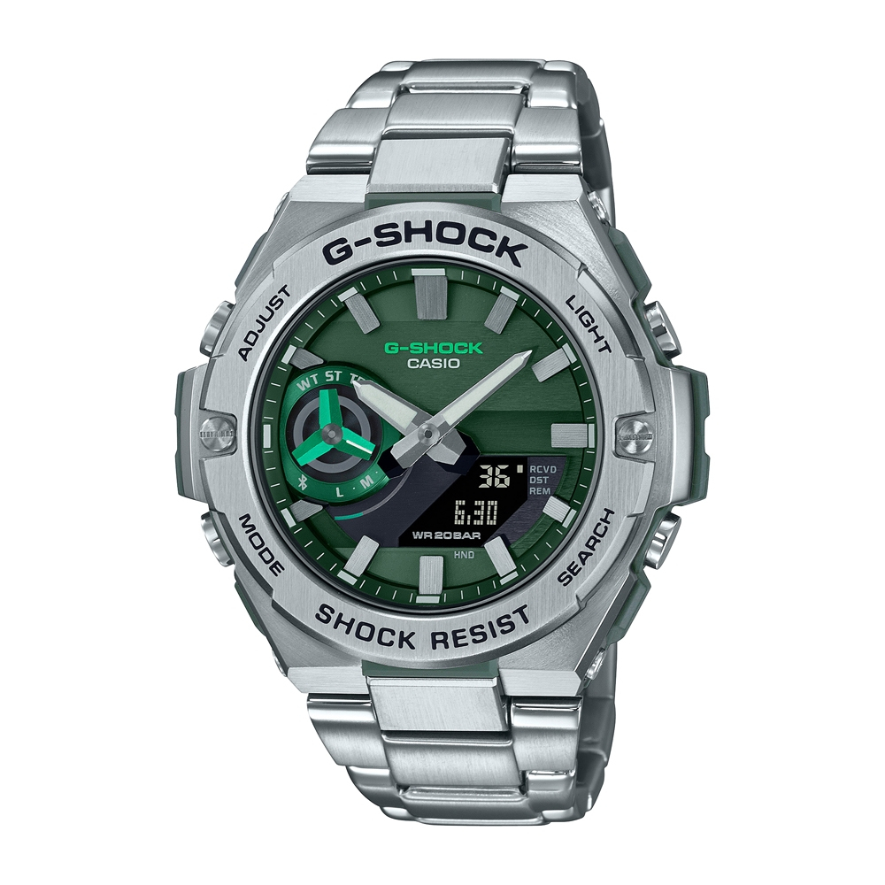 CASIO卡西歐 G-SHOCK 藍牙 太陽能電力 碳纖維核心防護 紳士綠 強悍輕薄 GST-B500AD-3A_48.