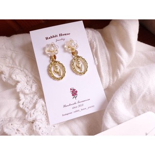 粼•鬱金香耳環 耳夾／耳針 乾燥花耳環 Rabbit House Jewelry