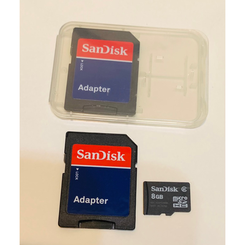 二手SanDisk Micro SD 8G 附轉卡記憶卡（一套兩張）