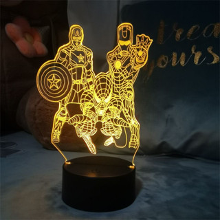 [現貨]復仇者聯盟3D視覺立體燈 美國隊長 鋼鐵人 蜘蛛人 七彩漸變氣氛Avengers 錯覺小夜燈生日交換禮物